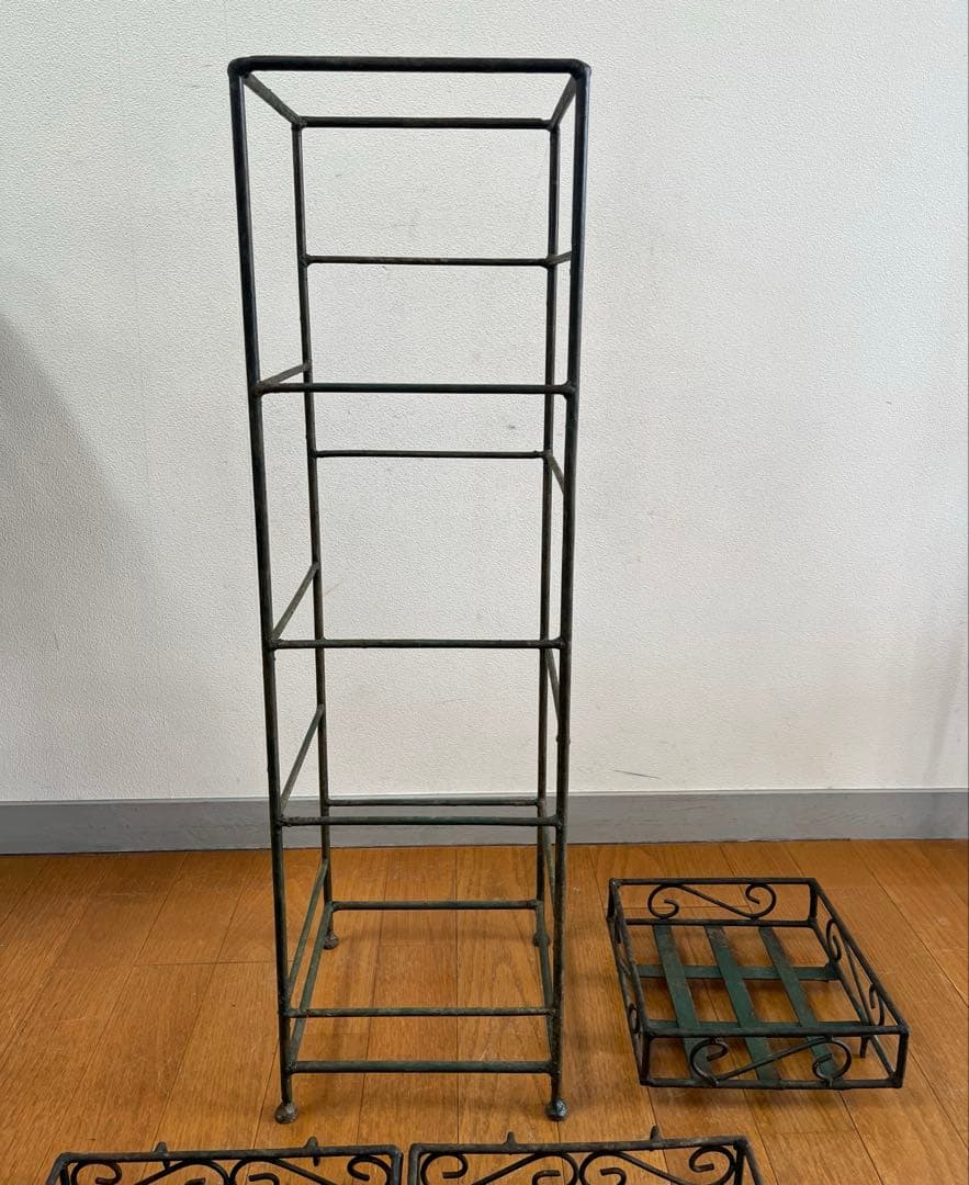 ヴィンテージ　アイアンプランタースタンド　レトロモダン　アンティーク　シャビー￼