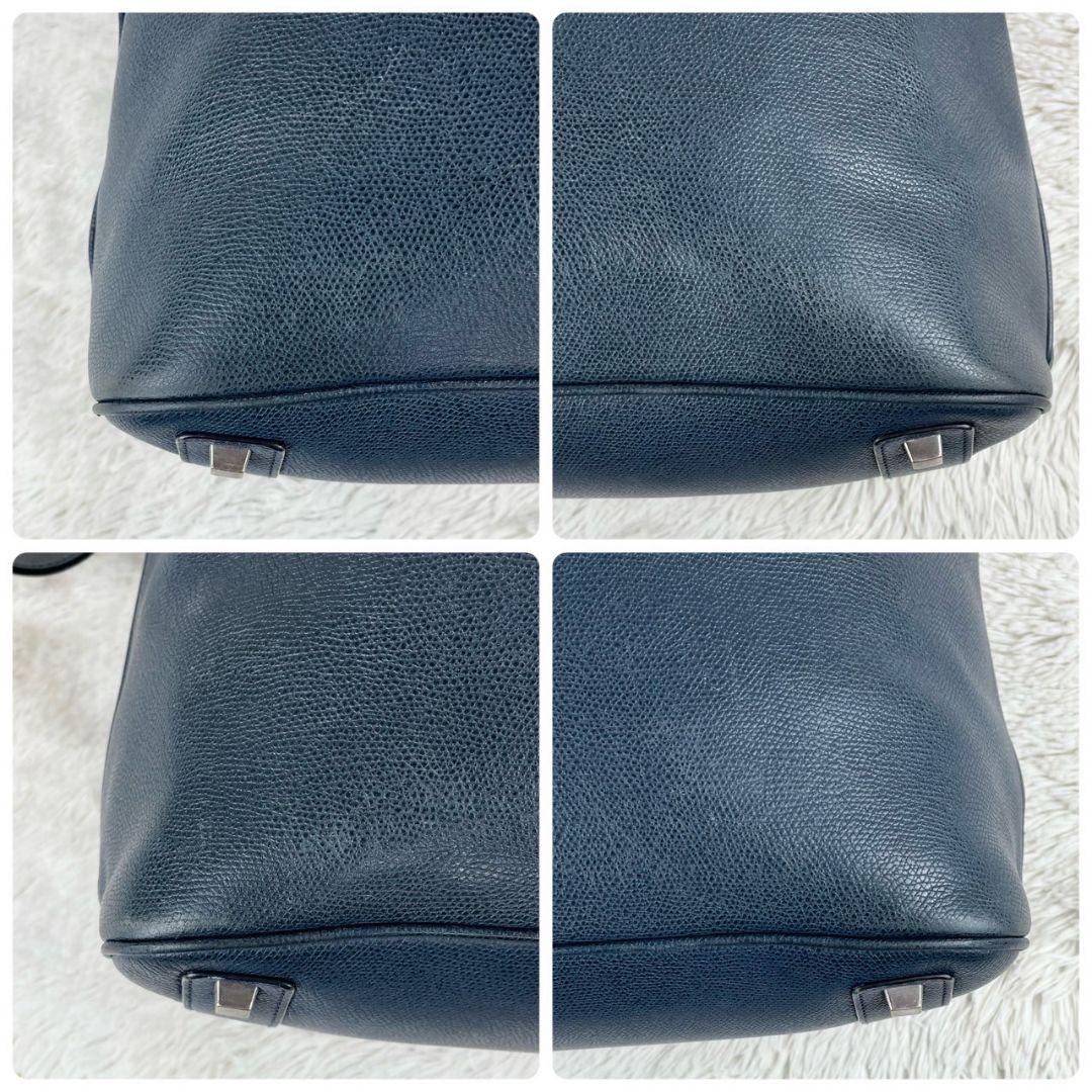 A4可 美品 VALEXTRA レザー マイロゴ 2WAY ショルダーバッグ 紺