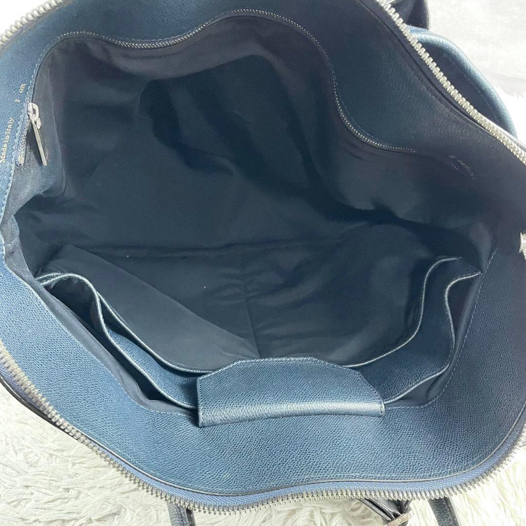 A4可 美品 VALEXTRA レザー マイロゴ 2WAY ショルダーバッグ 紺