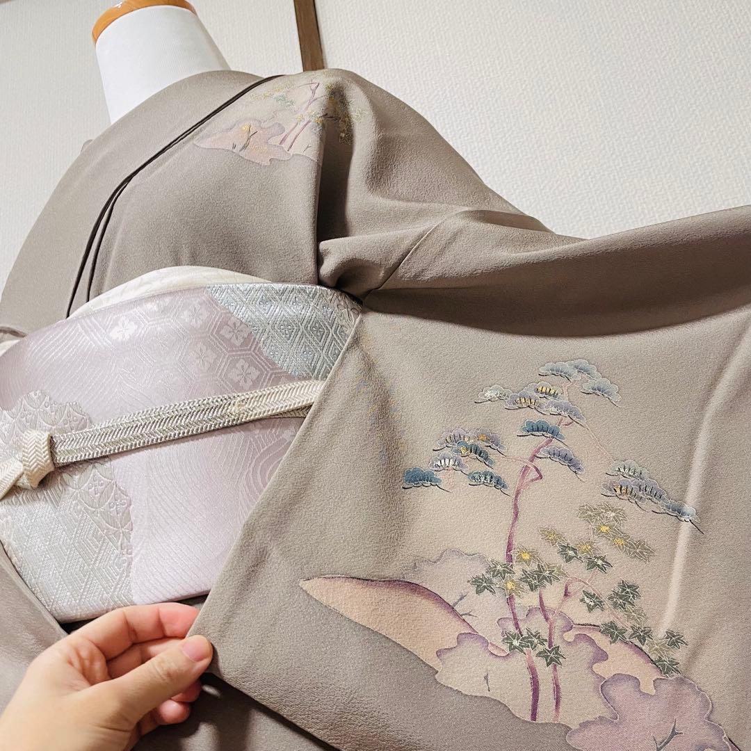 ベージュグレー 4点 フルセット 訪問着 入学式 卒業式 入園式 春 秋 冬