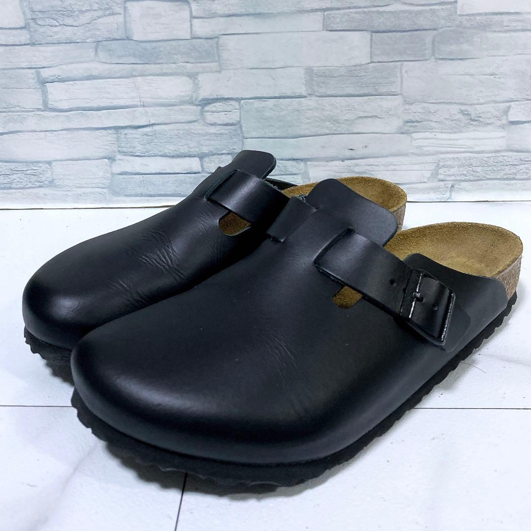 美品 ビルケンシュトック ボストン 本革 サボサンダル ブラック 黒 27 42