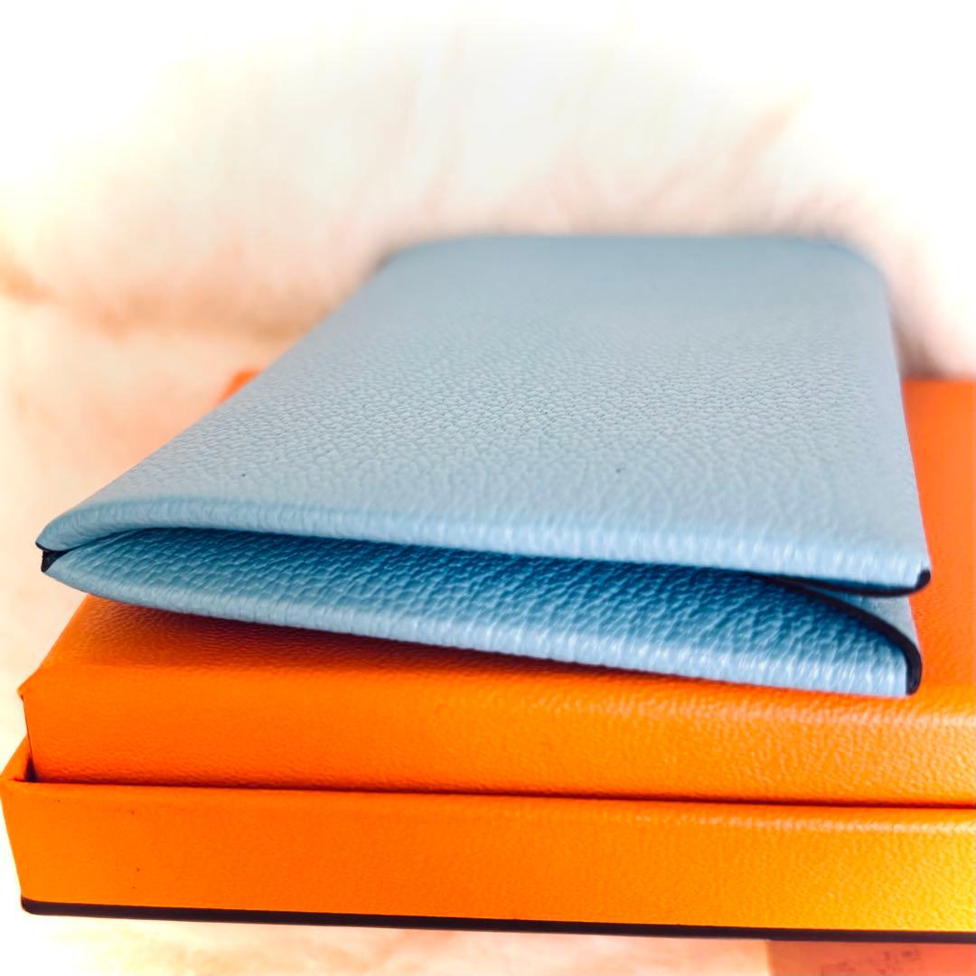 大幅に値下げ！ 未使用 エルメス カードケース カルヴィ シェブルミゾル 水色