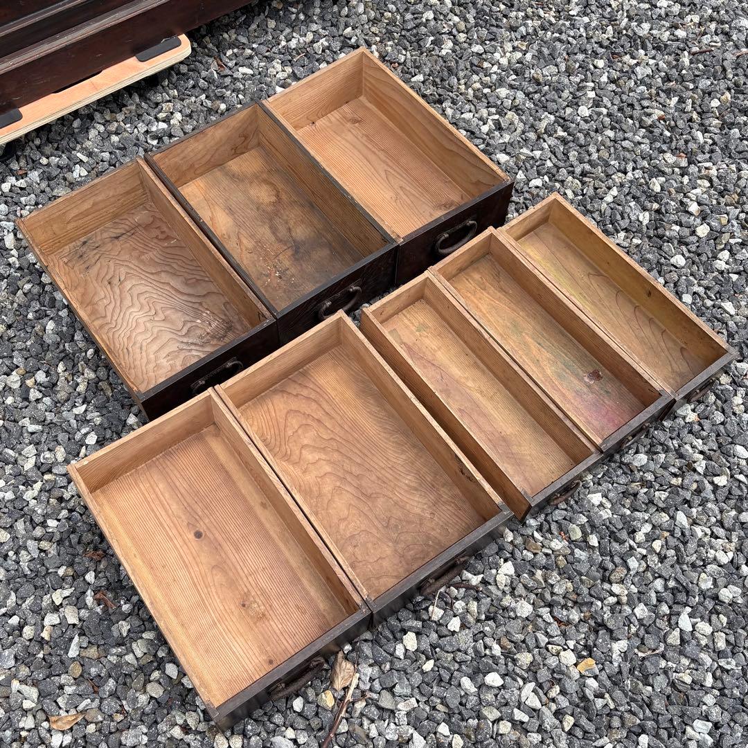 送料無料 明治時代 近江水屋箪笥 一間膳棚 近江箪笥 二段重ね 時代家具 和家具