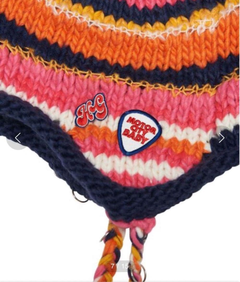 MOTOR CITY BABY 手編みボーダーニットキャップ