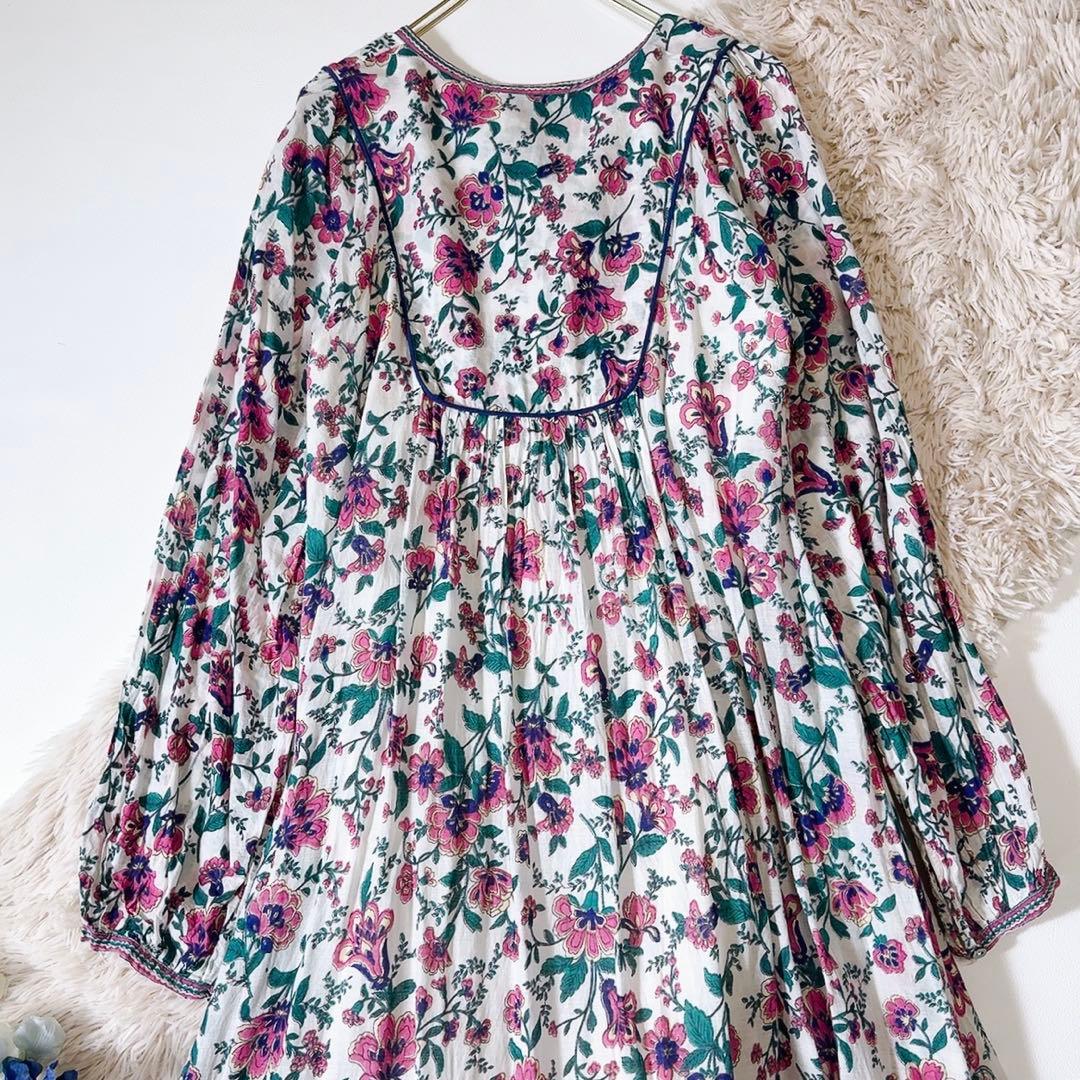 極美品ꕥザシンゾーン 近年 ホーリードレス フラワープリント フリル マキシ丈