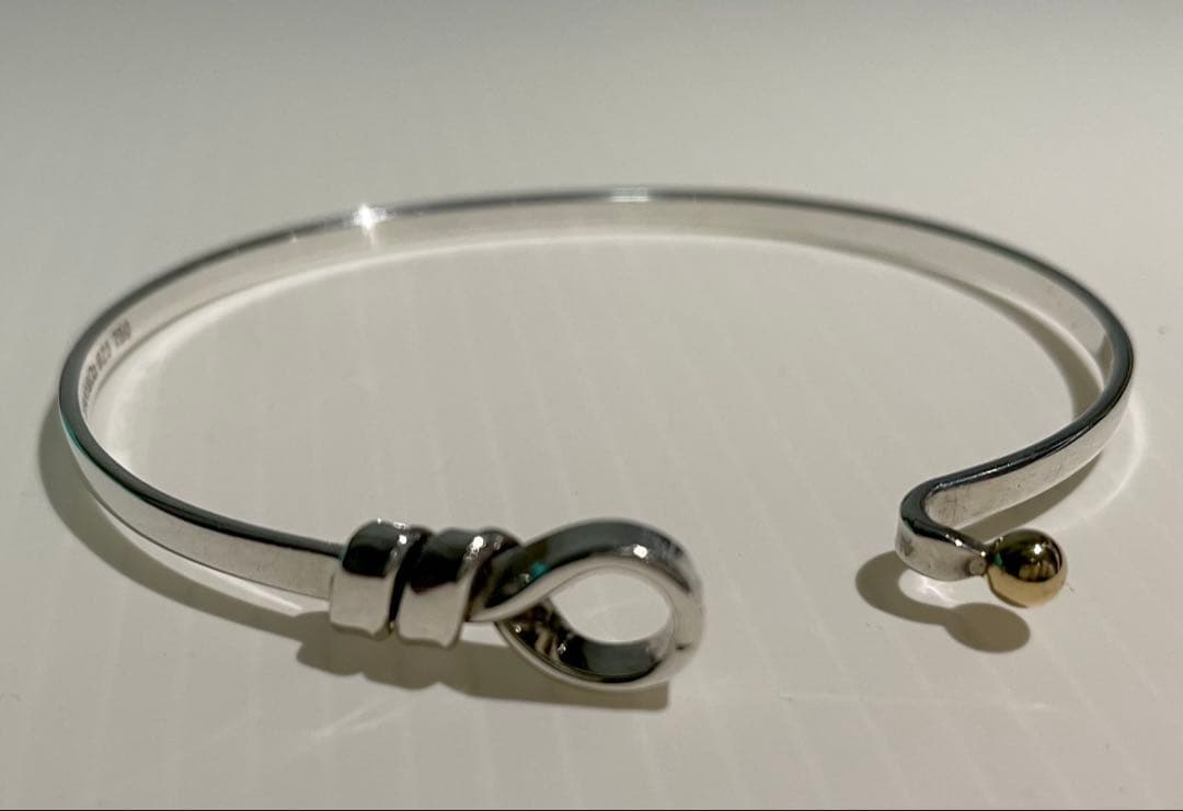 【Tiffany & Co. 】フック&アイ バングル シルバー K18 コンビ