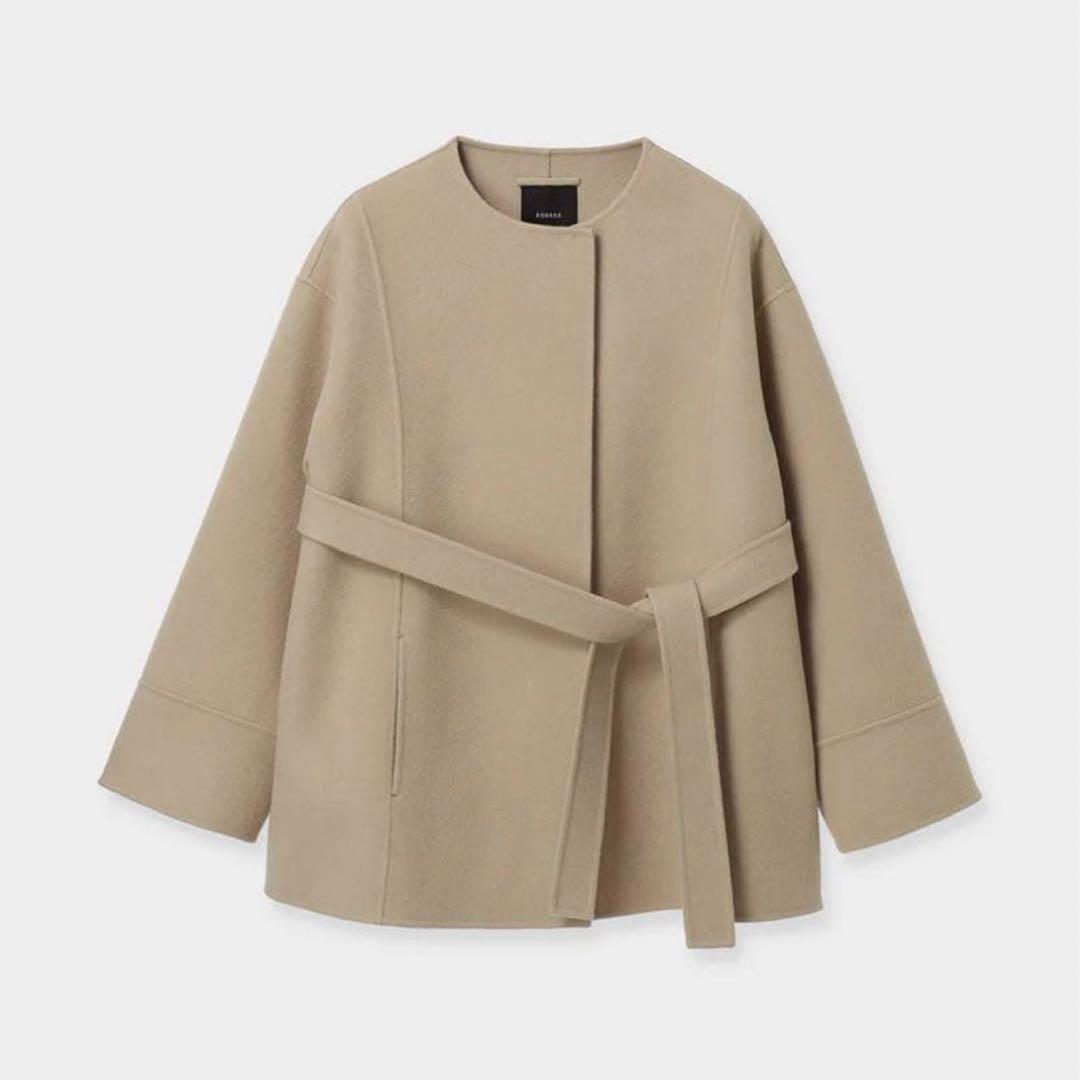 【正規品】anuans リバーウールミドルマフラーコート　ベージュ　コートカバー