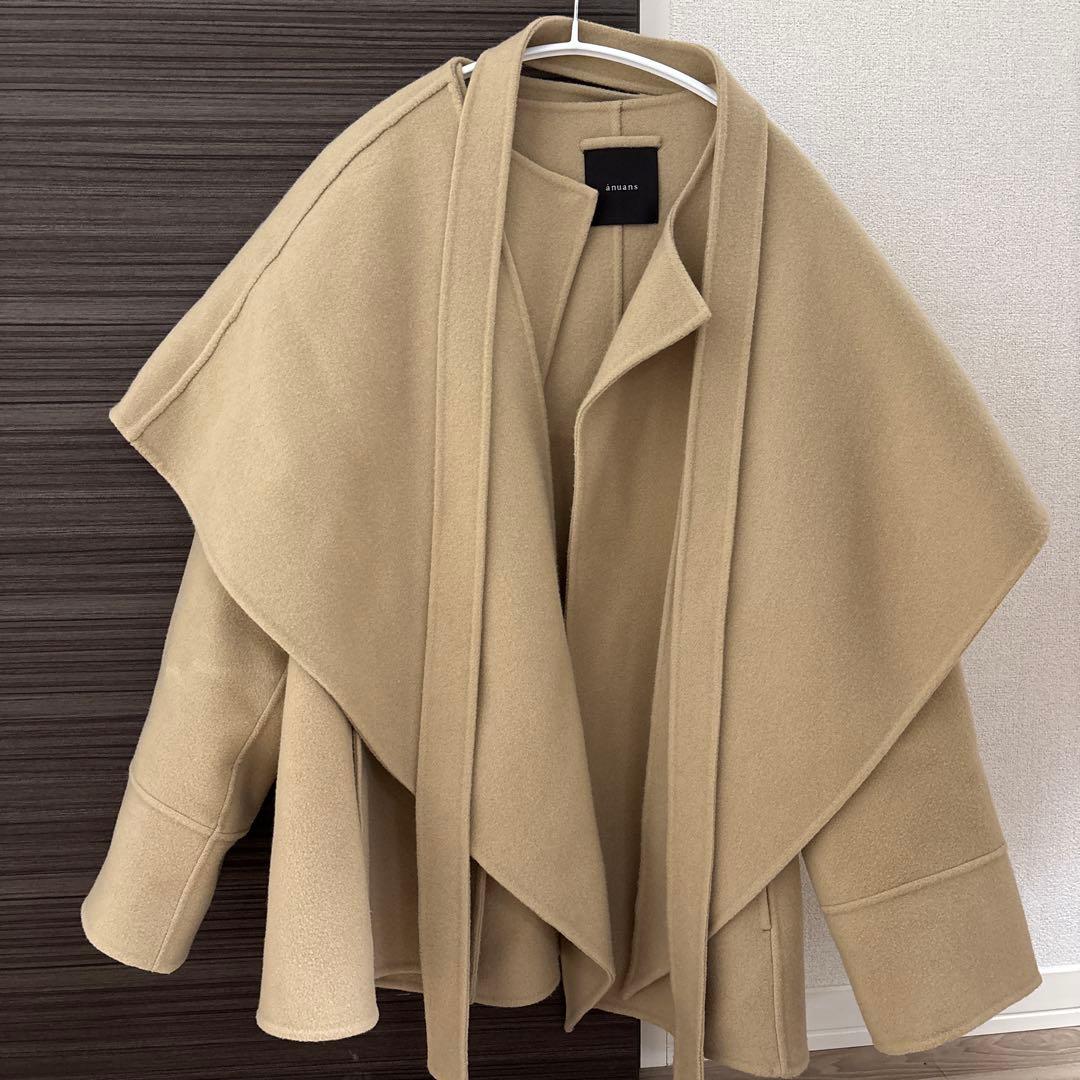 【正規品】anuans リバーウールミドルマフラーコート　ベージュ　コートカバー