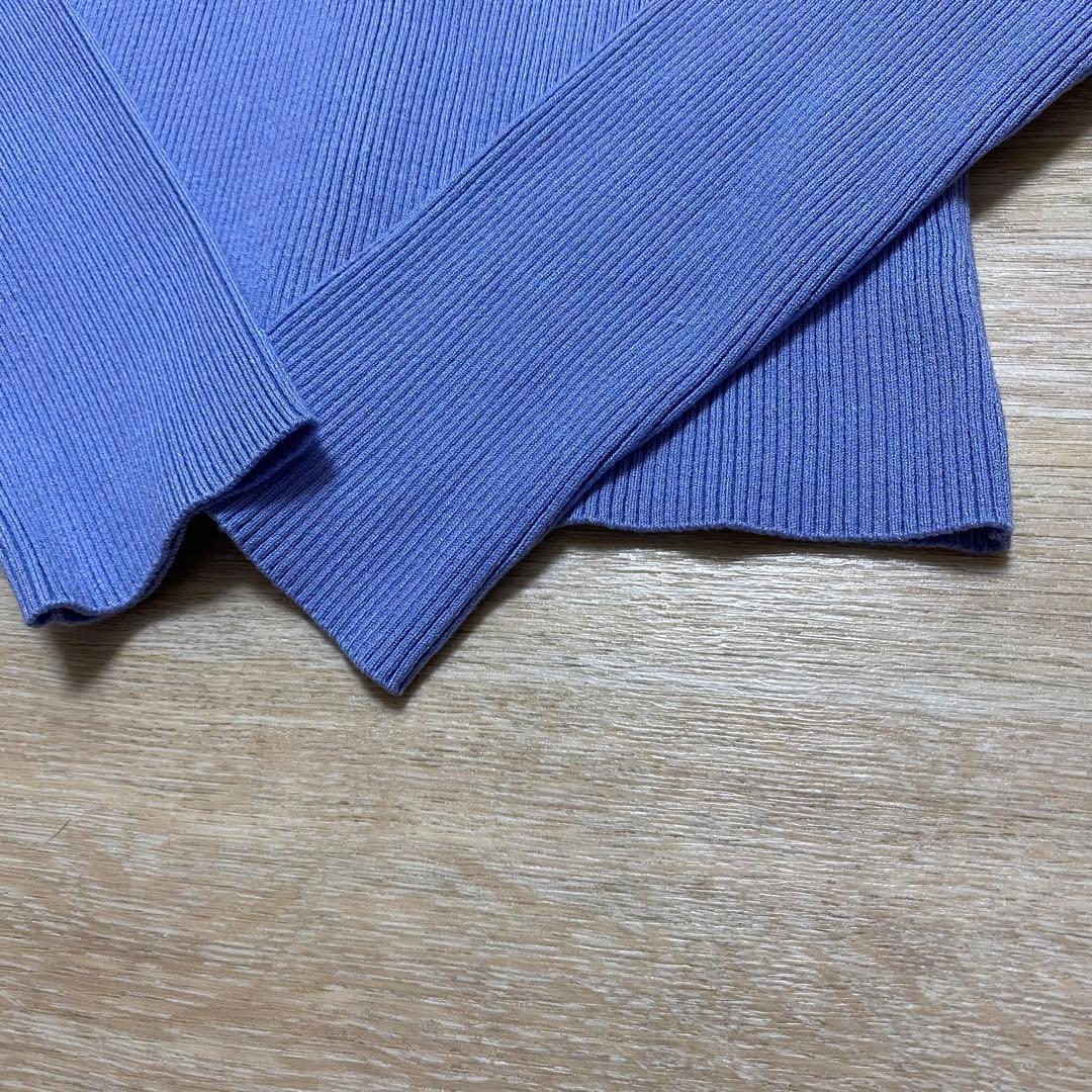 新品 完売2025 CELFORD ロゴチャーム リブニットカーディガン ブルー