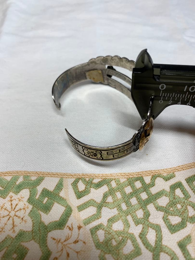 シルバーとゴールド ターコイズ バングル　925刻印18K刻印　ビンテージ