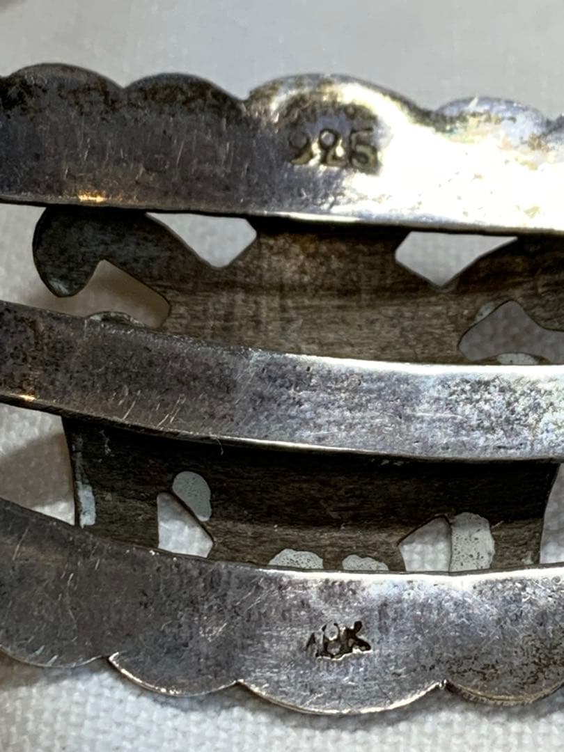 シルバーとゴールド ターコイズ バングル　925刻印18K刻印　ビンテージ