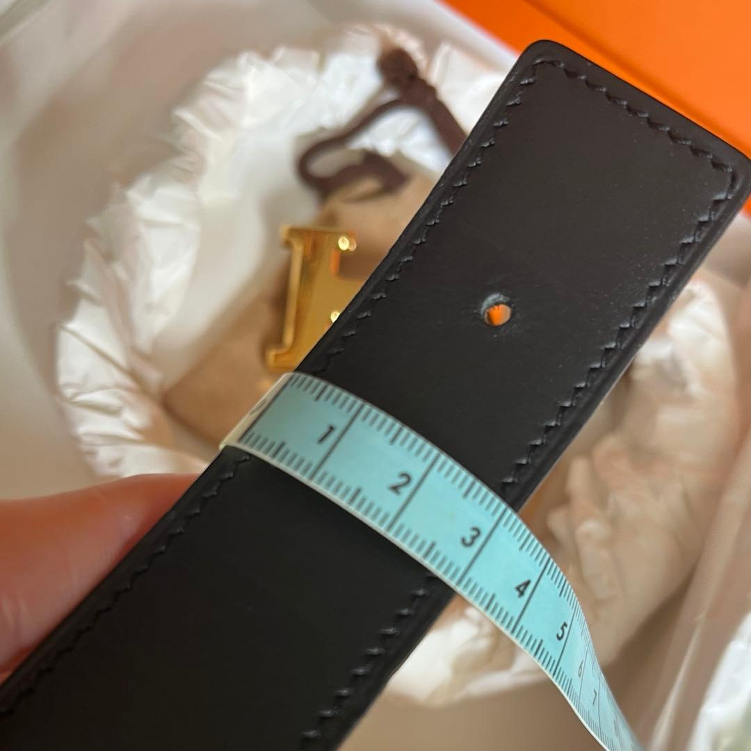 極美品☆HERMES ブラウンレザーベルト Hロゴバックル　サイズ80