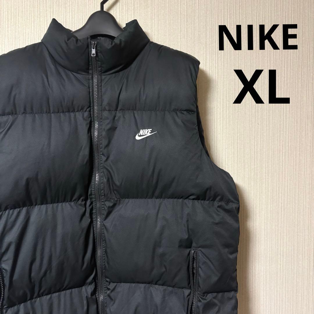 美品✨ NIKE ナイキ ダウンベスト 刺繍ロゴ　肉厚　ブラック