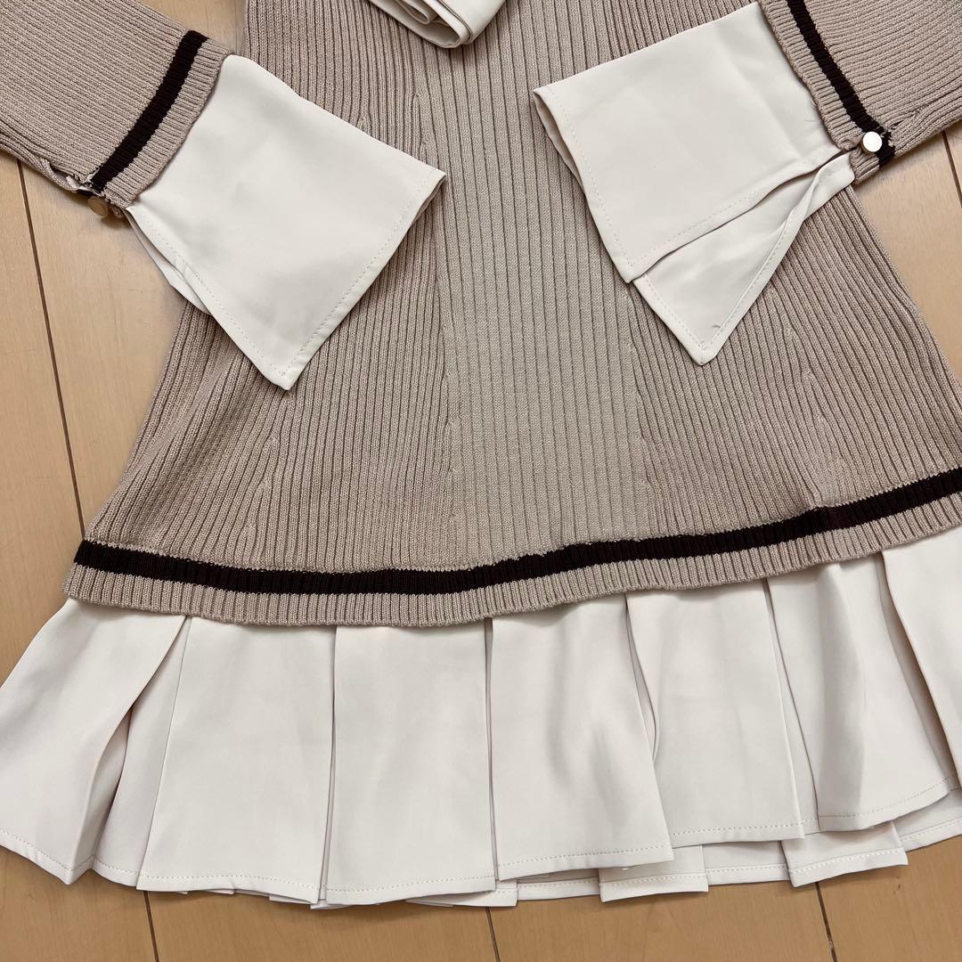 17リップサービス定価13750円シャツドッキングプリーツワンピースベージュ