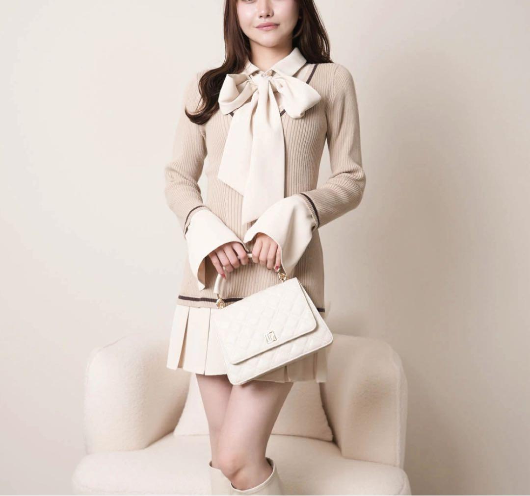 17リップサービス定価13750円シャツドッキングプリーツワンピースベージュ