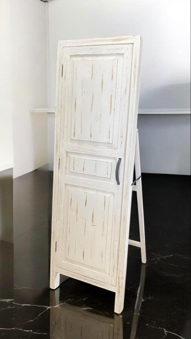 アンティーク調カントリー調★扉付きスタンドミラー　姿見　135cm　存在感抜群！