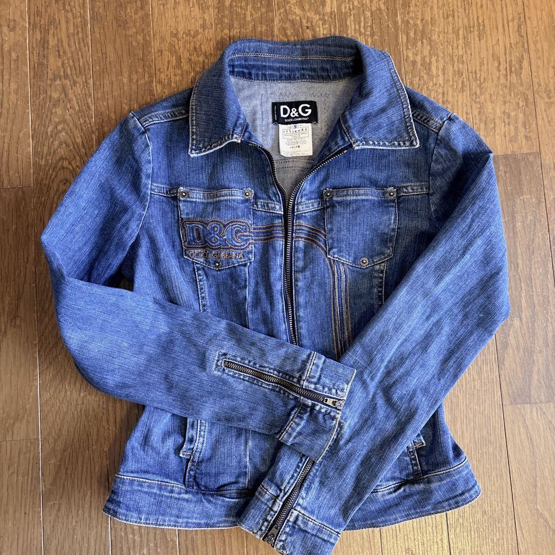 国内正規品　D&G ヴィンテージ刺繍ロゴデニムジャケットSホログラム有
