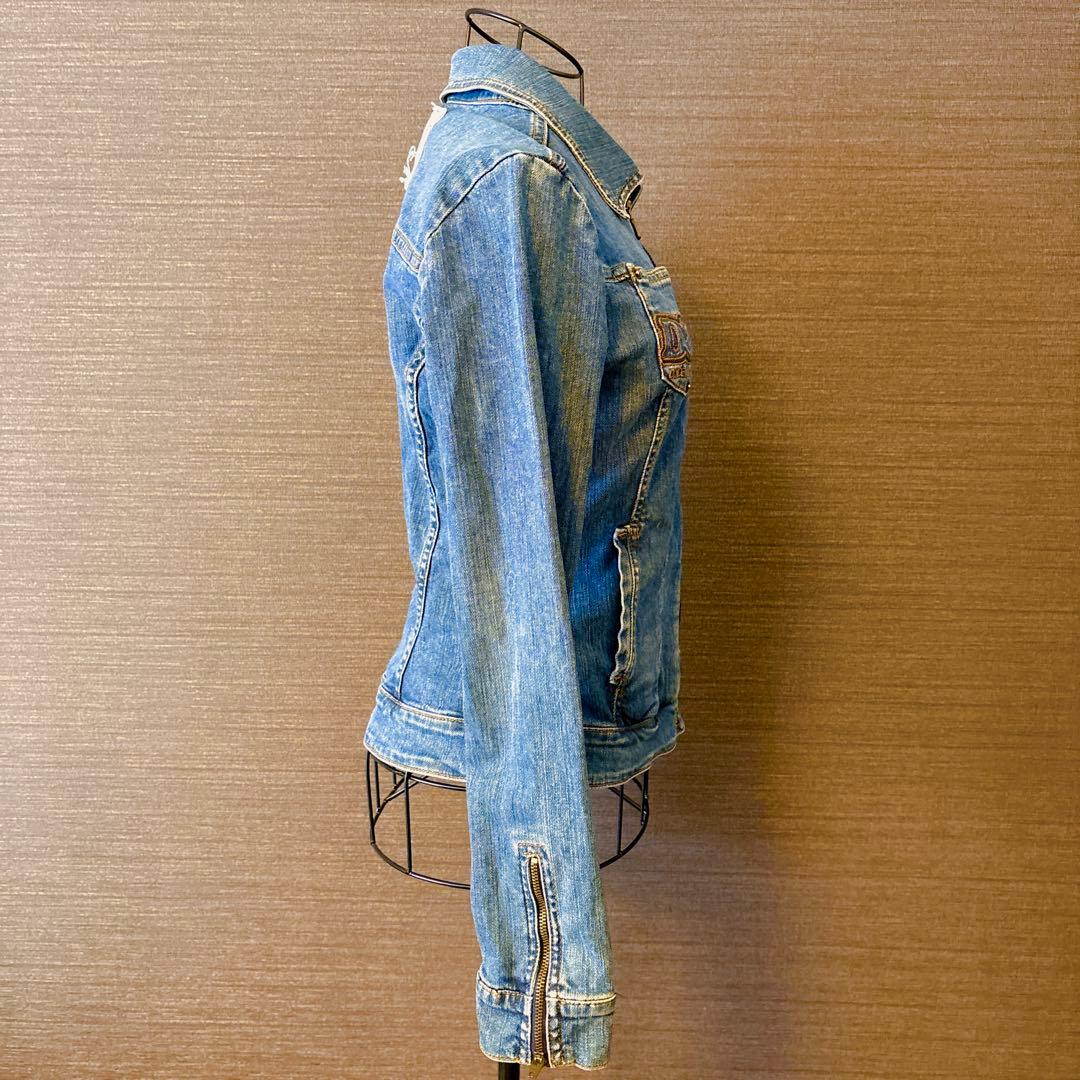 国内正規品　D&G ヴィンテージ刺繍ロゴデニムジャケットSホログラム有