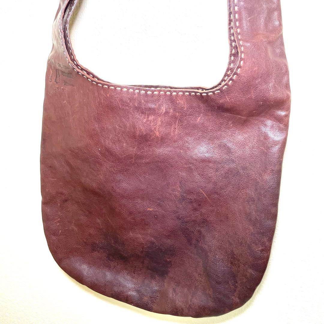 genten ゲンテン ユーフラテス レザーショルダーバッグ ブラウン