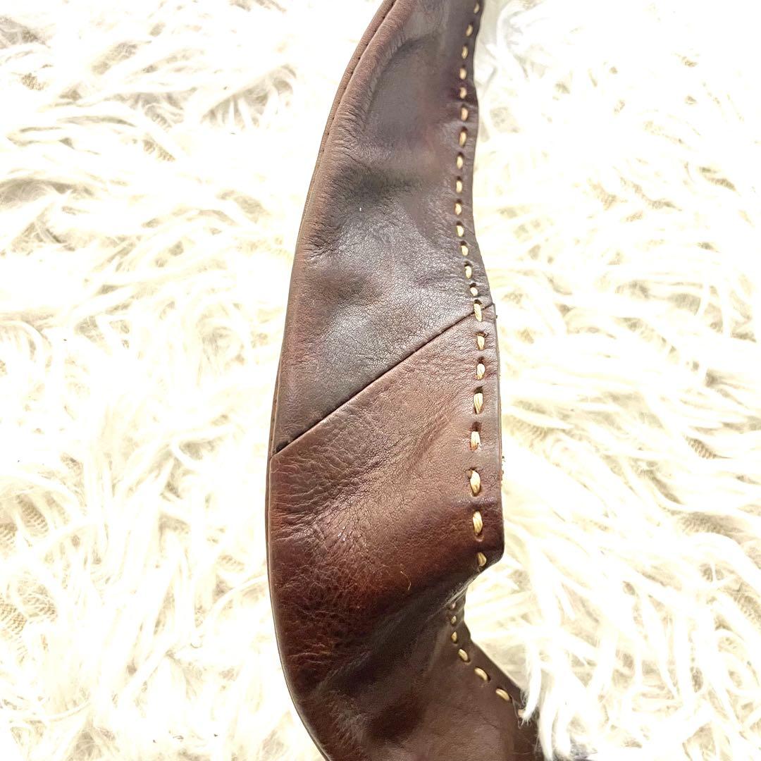 genten ゲンテン ユーフラテス レザーショルダーバッグ ブラウン