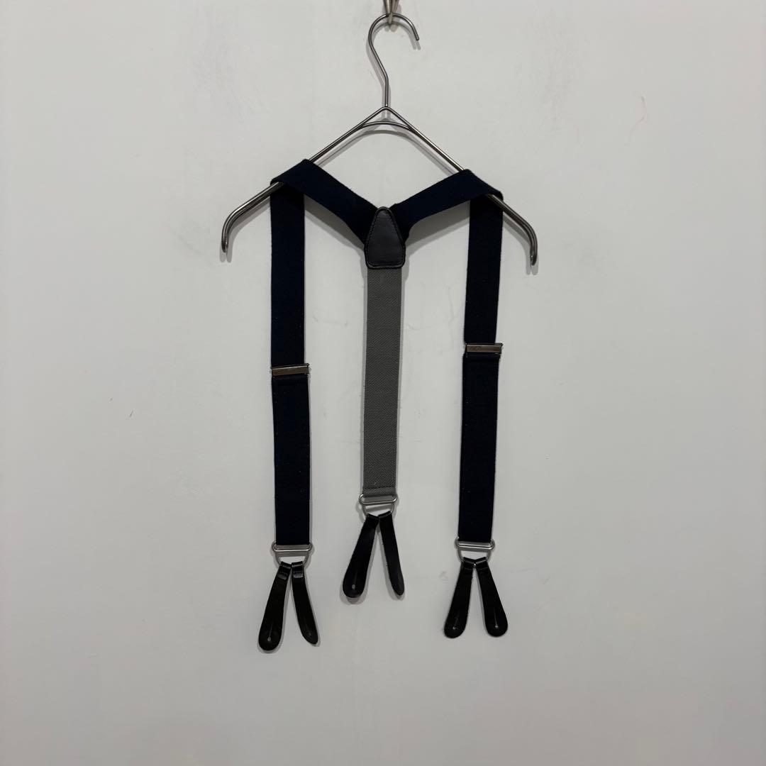 NIGEL CABOURN サスペンダー ネイビー ナイジェルケーボン レザー