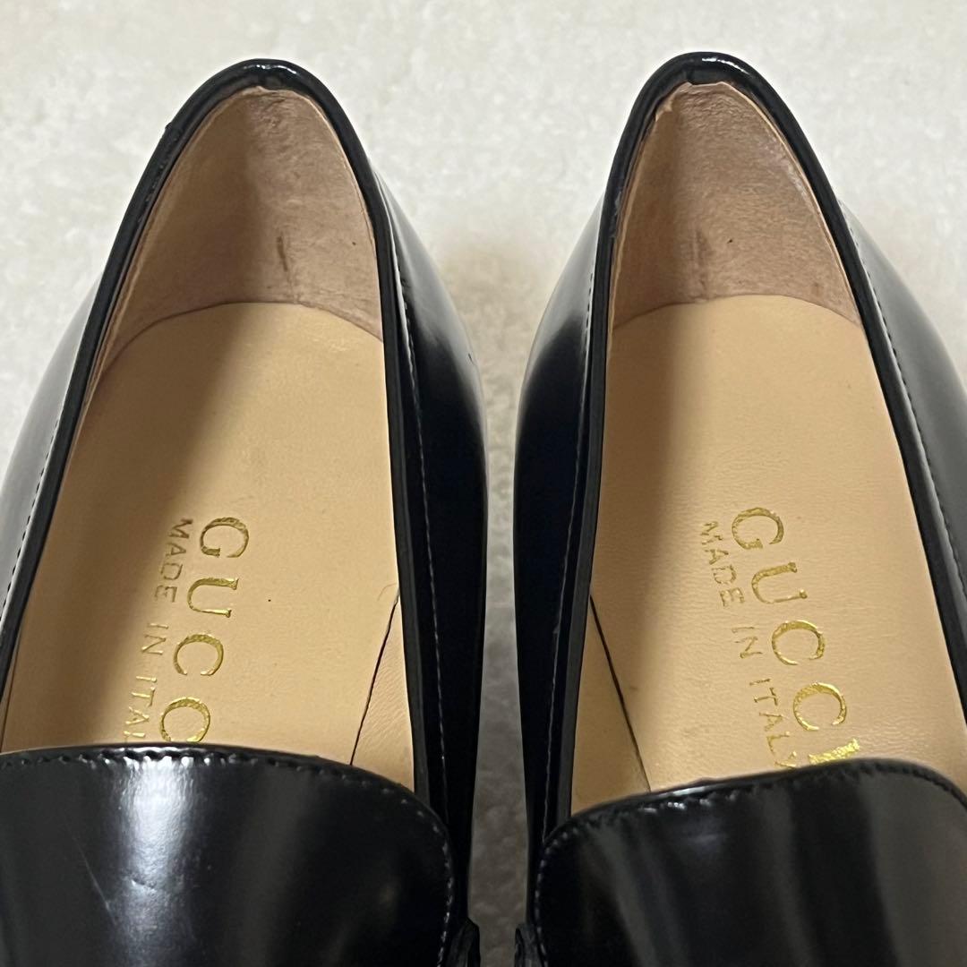【GUCCI】極美品 ホースビット ローファー ブラック ゴールド