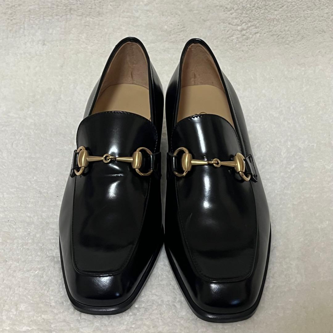 【GUCCI】極美品 ホースビット ローファー ブラック ゴールド