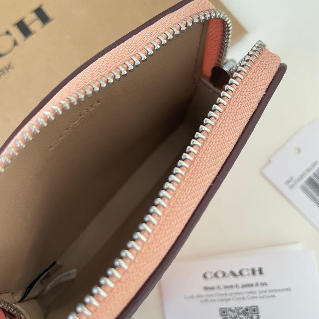 COACH コース　ケース　小銭入れ財布　ブラッシュ　ピンク　パスケース