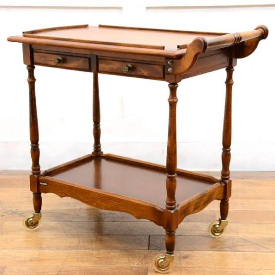 カリモク家具 アンティーク キッチンワゴン 引き出し付