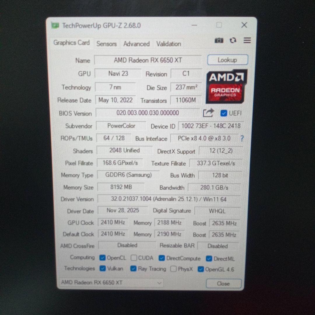 グラフィックボード・グラボ・ビデオカード AMD Radeon RX 6650 XT 8GB