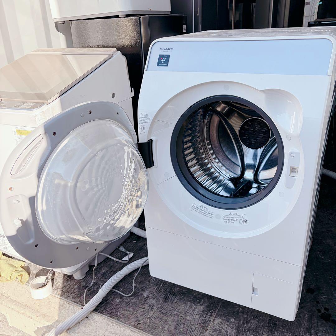 60運搬取付無料！クリスタルホワイト純正SHARPドラム洗濯乾燥機！完動品超美品