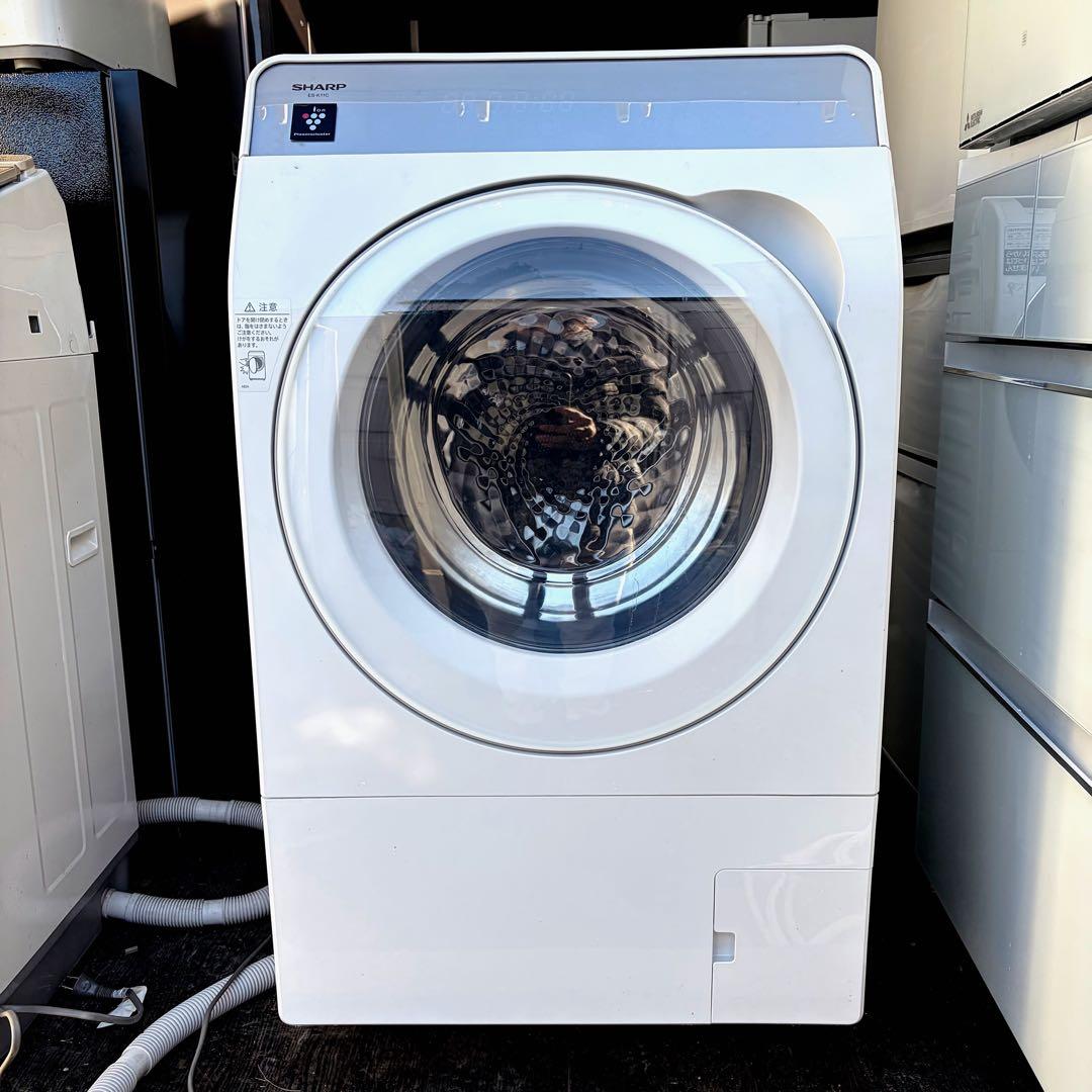 60運搬取付無料！クリスタルホワイト純正SHARPドラム洗濯乾燥機！完動品超美品