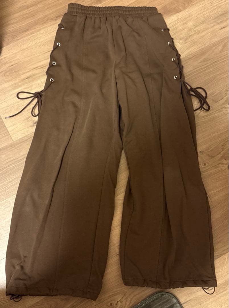 amly city サイドリボンスウェットパンツ ブラウン りなてぃ