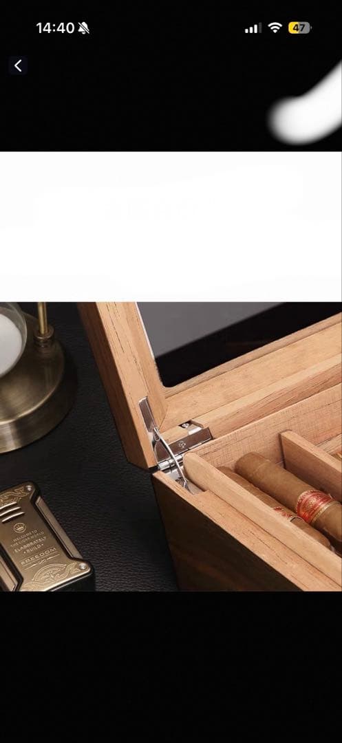木製シガーヒュミドール ガラス蓋付き