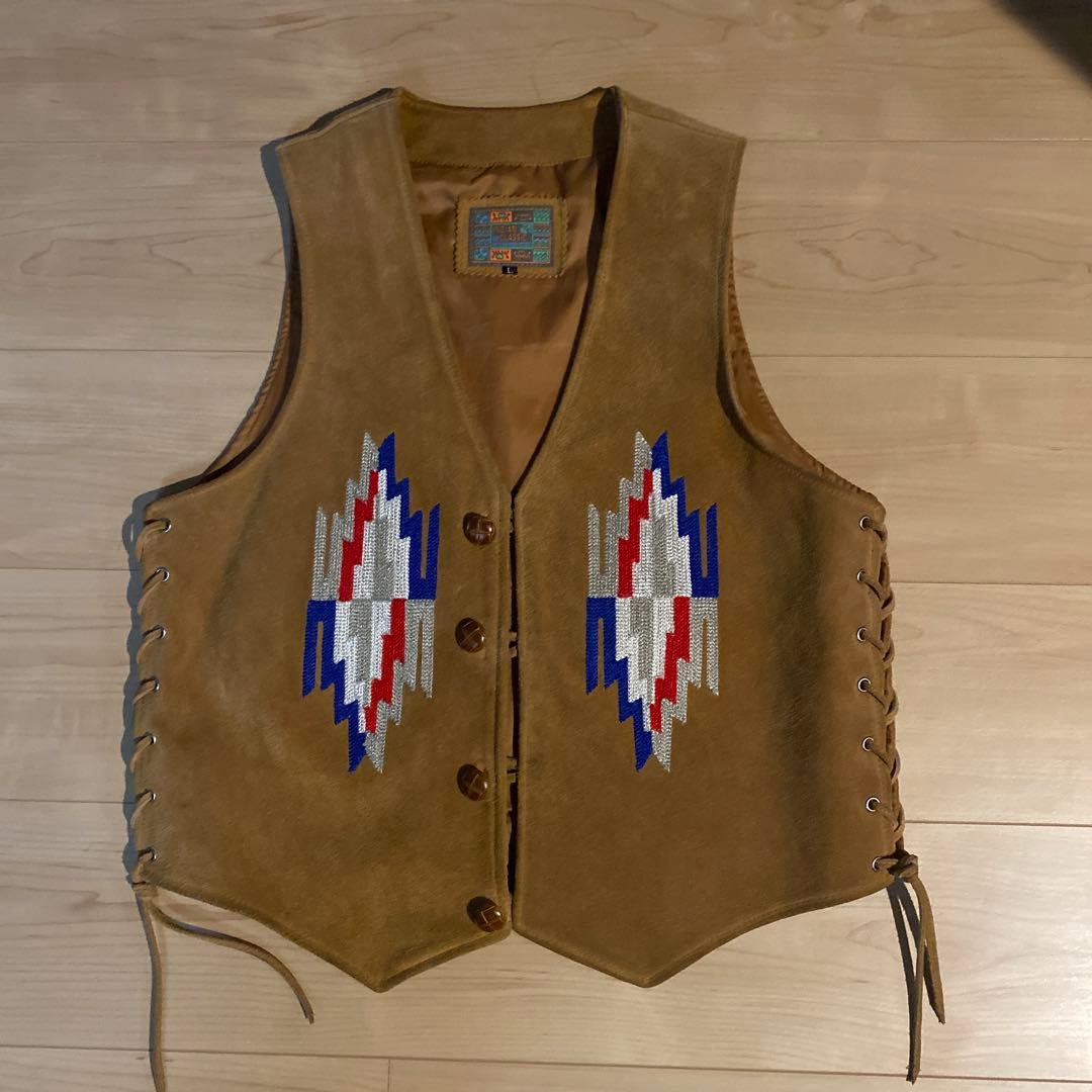 【美品】インディアンクラシック スウェード チマヨ レザー ベスト アメカジ