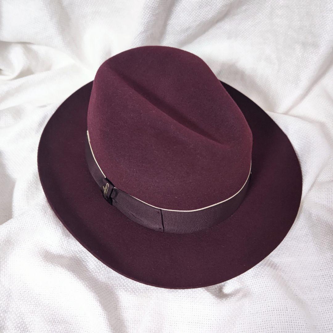 ボルサリーノBorsalinoつば長ラージブリム中折れラビットファーハット58