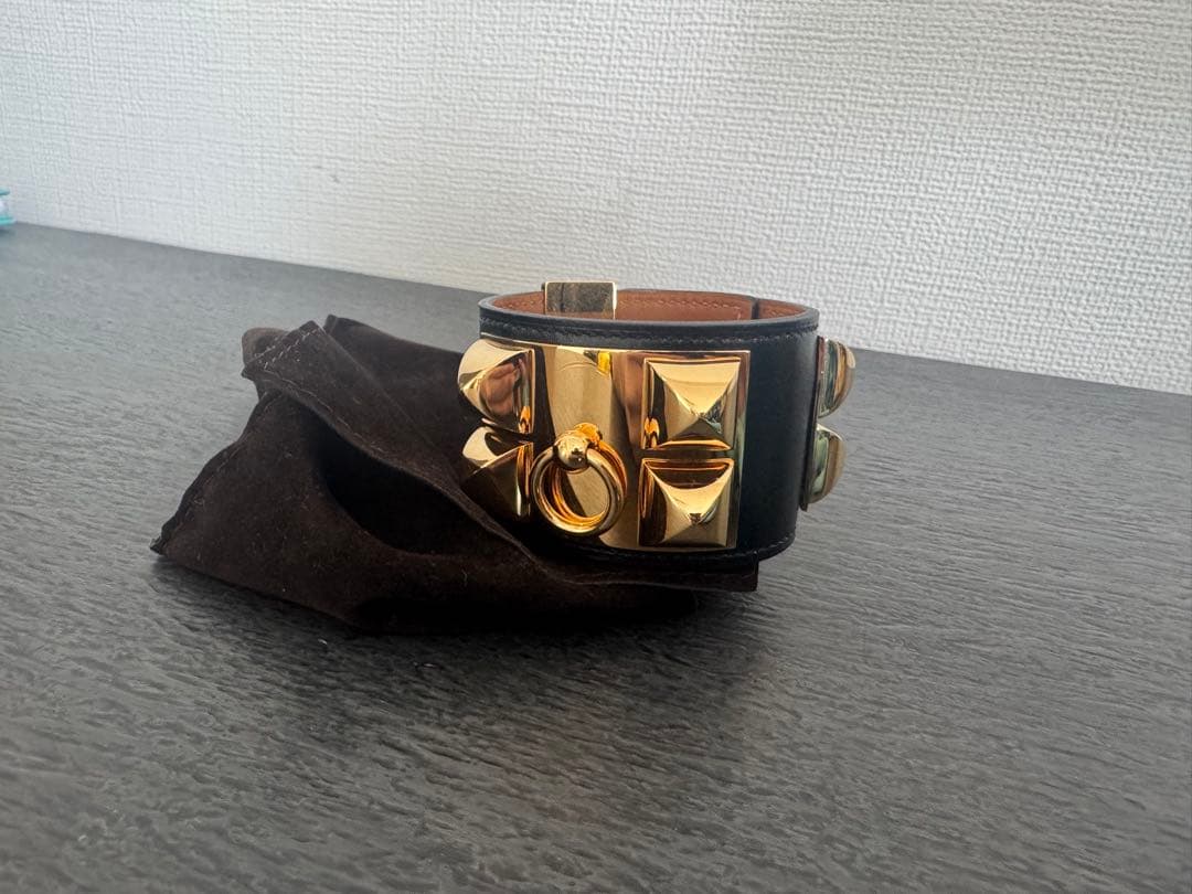 HERMES エルメス　コリエドシアン　ブラック/ゴールド金具