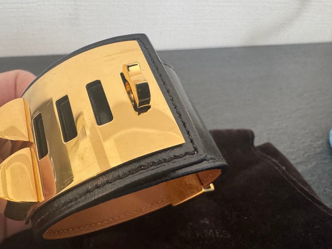 HERMES エルメス　コリエドシアン　ブラック/ゴールド金具