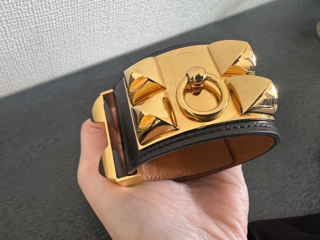 HERMES エルメス　コリエドシアン　ブラック/ゴールド金具