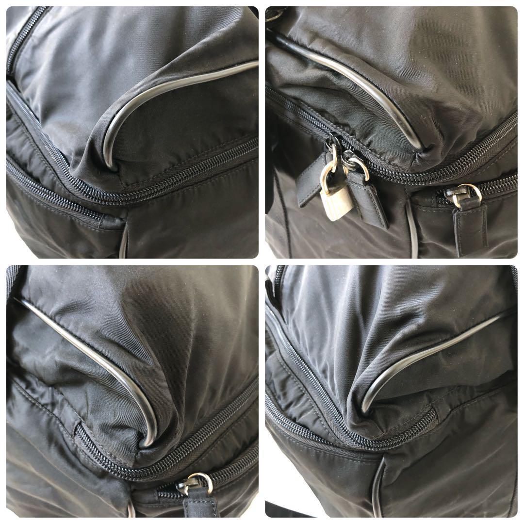 【希少】美品 プラダ ボストンバッグ 2way 三角ロゴ ナイロン 南京錠　黒