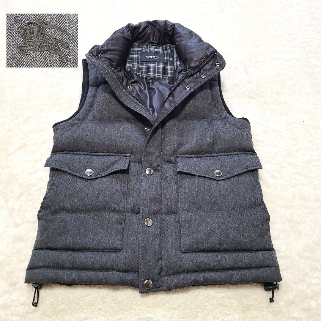 【極暖】　バーバリー　ダウンベスト　ノバチェック　ヘリンボーン　ホースロゴ　L