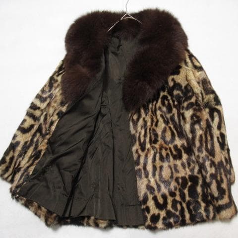 本毛皮 レオパード柄 セーブルファー コート 11号 l