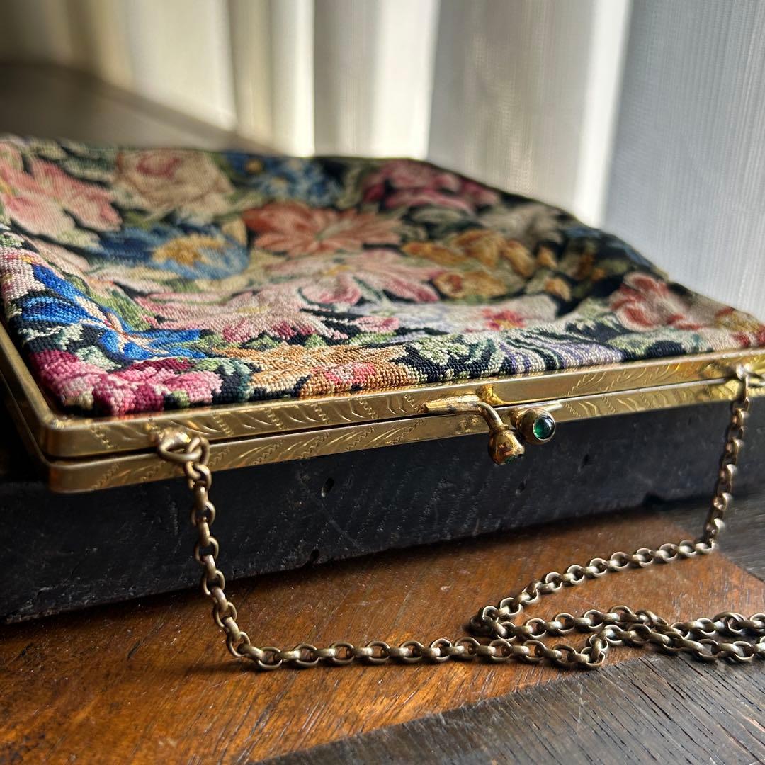 欧州アンティーク　繊細ゴブランの小さなバッグ