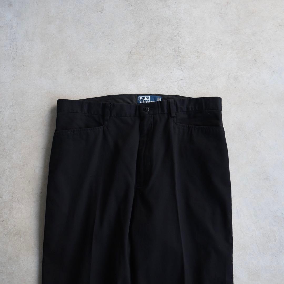 90s ラルフローレン ポロチノ フリスコポケット コットンパンツ黒W36L30