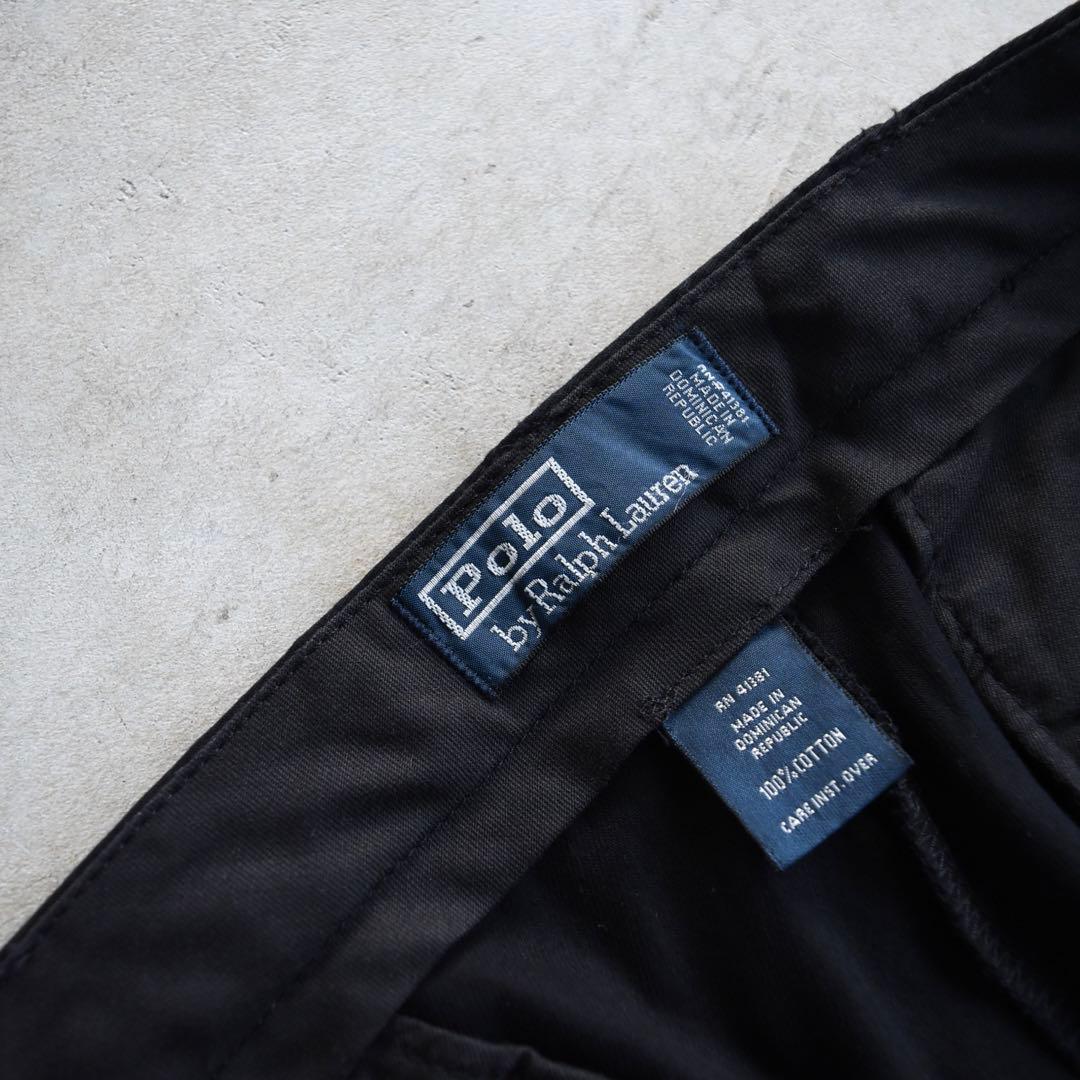 90s ラルフローレン ポロチノ フリスコポケット コットンパンツ黒W36L30