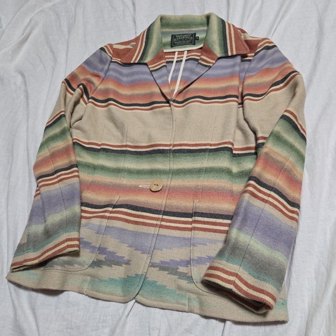 80s ポロカントリー ラルフローレン ネイティブ柄 テーラードジャケット 9