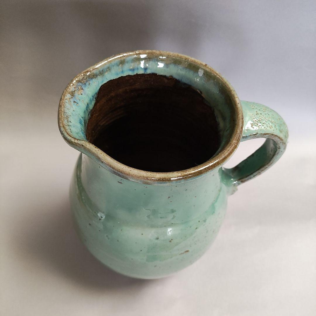 小鹿田焼　緑釉ピッチャー　水差し　小石原焼　民藝陶