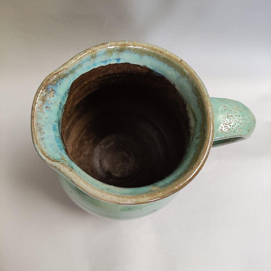 小鹿田焼　緑釉ピッチャー　水差し　小石原焼　民藝陶