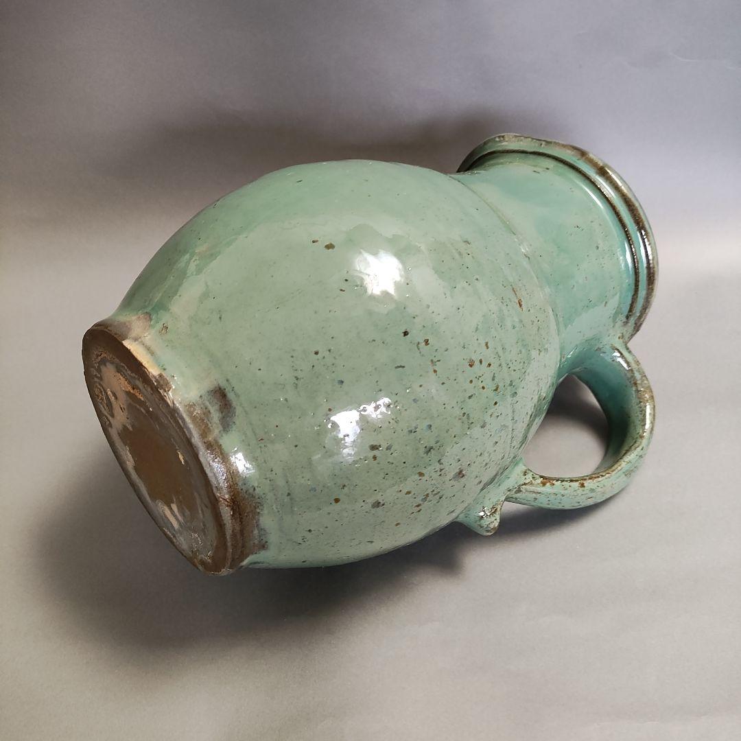 小鹿田焼　緑釉ピッチャー　水差し　小石原焼　民藝陶