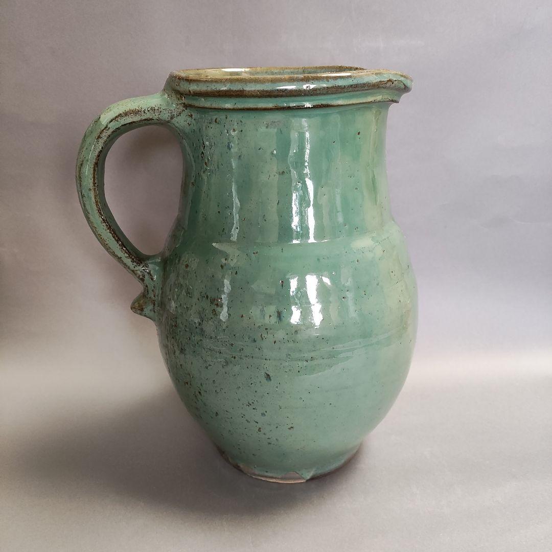 小鹿田焼　緑釉ピッチャー　水差し　小石原焼　民藝陶